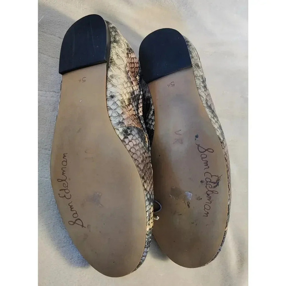 Sam Edelman Felicia Ballet Flat Snake Skin Pattern Leather Size 5.5 Bow Casual - Picture 5 of 8